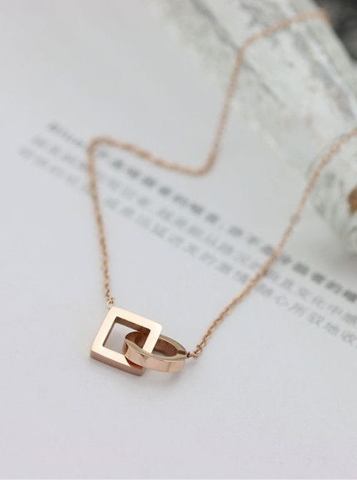 Concise Rose Gold Pendant Retro Necklace