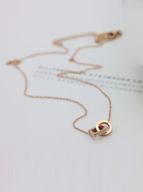 Concise Rose Gold Pendant Retro Necklace