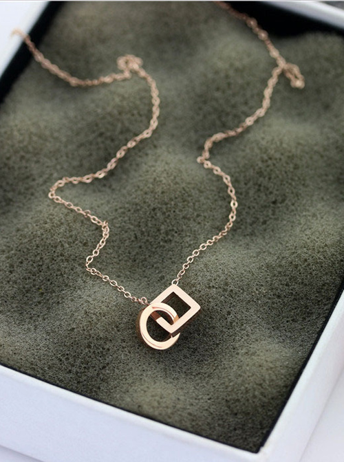 Concise Rose Gold Pendant Retro Necklace