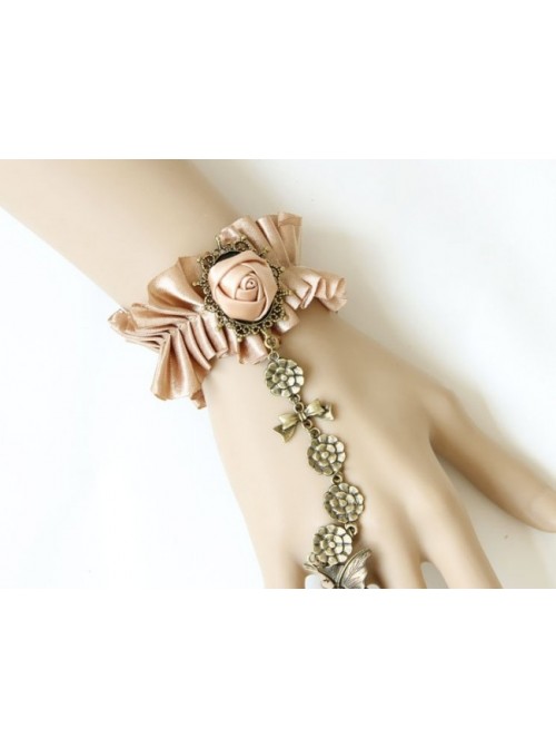 Handmade Victorian Style Champagne Color Rose Lolita Bracelet And Ring Set