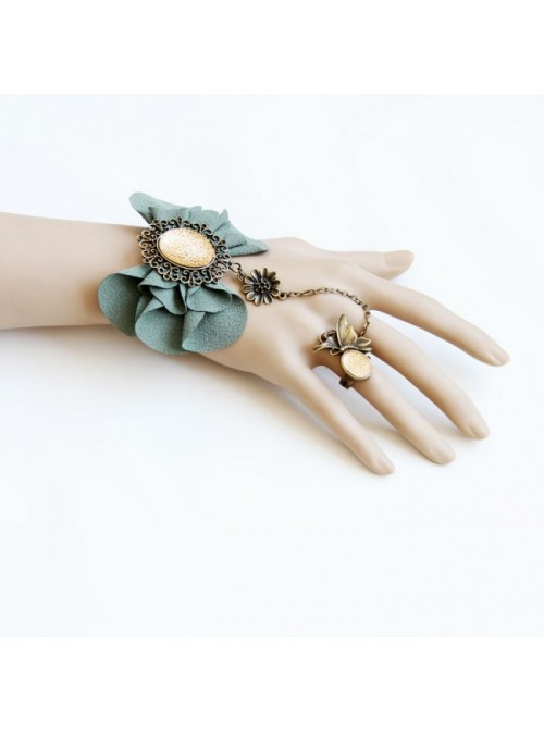 Beautiful Green Handmade Lolita Bracelet And Ring Set