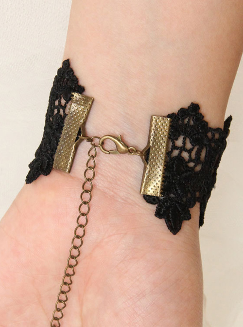 Delicate Black Lace Bracelet And Ring Set