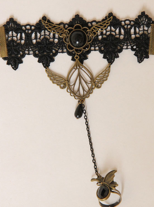 Delicate Black Lace Bracelet And Ring Set