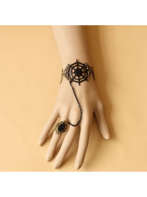 Gothic Devil Cobweb Lolita Bracelet And Ring Set