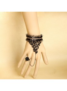 Sexy Retro Black Lace Lolita Bracelet And Ring Set