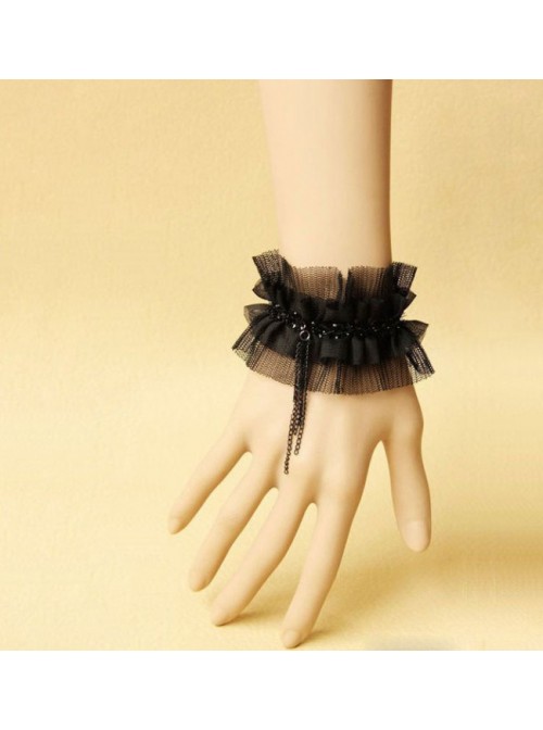 Concise Black Tassel Handmade Lolita Wrist Strap