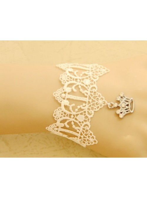 Elegant White Lace Crown Decoration Lolita Wrist Strap