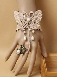 Retro Lace Butterfly Lolita Bracelet And Ring Set