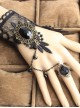 Punk Black Lace Rose Lolita Bracelet And Ring Set