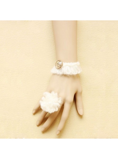 Sweet White Floral Lolita Bracelet And Ring Set