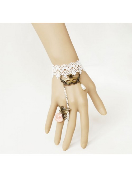 Retro Lace Floral Queen Lolita Bracelet And Ring Set