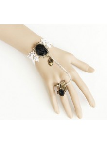 White Lace Retro Floral Lolita Bracelet And Ring Set