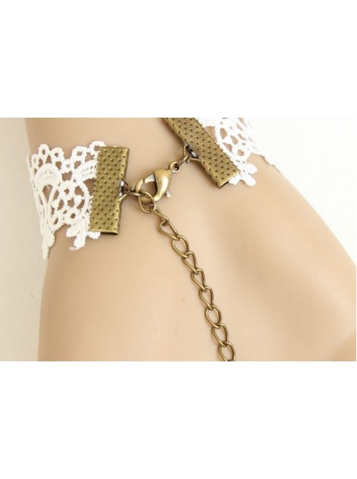 White Lace Retro Floral Lolita Bracelet And Ring Set