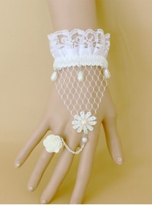 Sweet White Lace Rose Handmade Lolita Wrist Strap