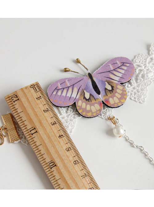 Rococo Purple Butterfly Bracelet And White Pearl Ring