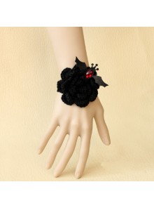 Black Angel Floral Bat Lolita Wrist Strap