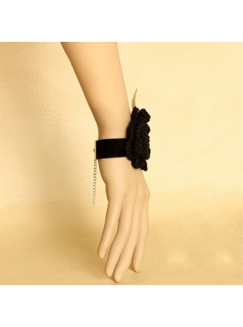 Black Angel Floral Bat Lolita Wrist Strap