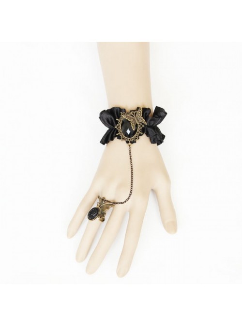 Charming Black Butterfly Lady Lolita Bracelet And Ring Set