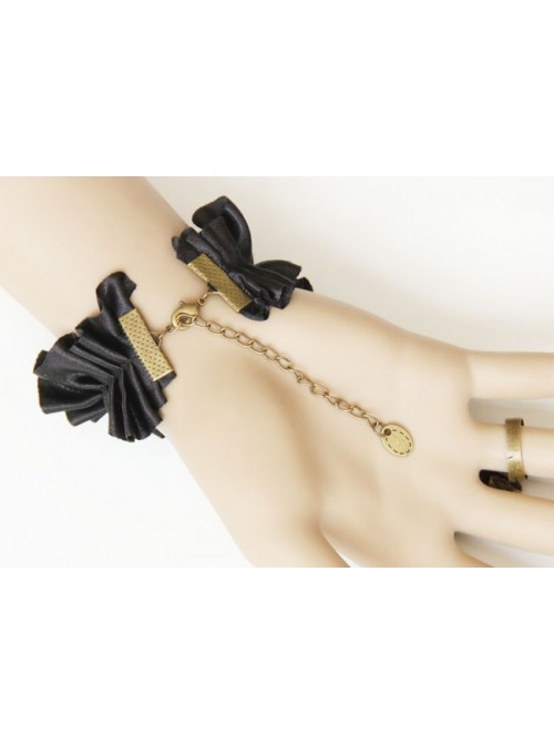 Charming Black Butterfly Lady Lolita Bracelet And Ring Set