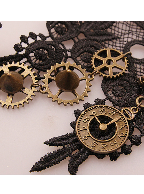 Black Lace Gears Decorate Lolita Wrist Strap