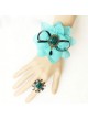 Blue Chiffon Floral Girls Lolita Bracelet And Ring Set