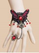 Gothic Black And Red Butterfly Girls Lolita Bracelet And Ring Set