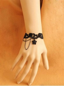 Beautiful Black Lace Girls Lolita Bracelet And Ring Set