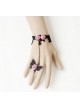 Charming Black Butterfly Pink Floral Lady Lolita Bracelet And Ring Set