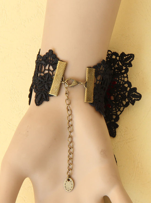 Gothic Rococo Rose Lady Handmade Lolita Bracelet And Ring Set