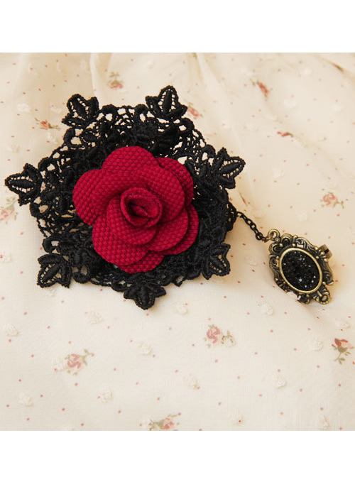 Gothic Rococo Rose Lady Handmade Lolita Bracelet And Ring Set