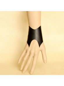 Handmade Black Concise Leather Lolita Wrist Strap