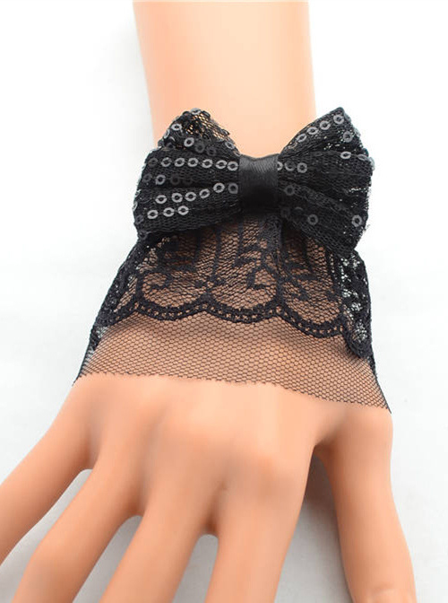 Handmade Black Lace Bowknot Lady Lolita Wrist Strap