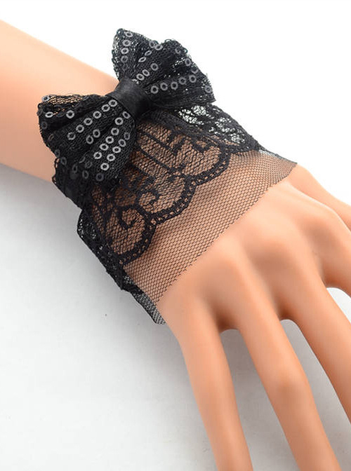 Handmade Black Lace Bowknot Lady Lolita Wrist Strap