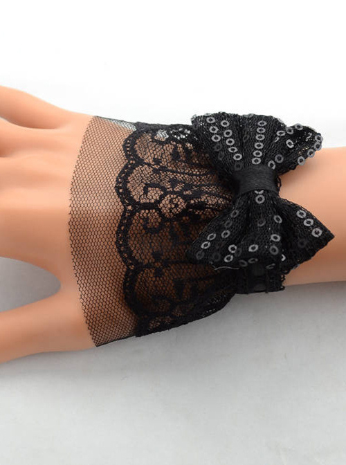 Handmade Black Lace Bowknot Lady Lolita Wrist Strap