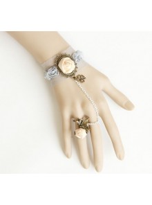 Retro Lace Flowers Lolita Bracelet And Ring Set