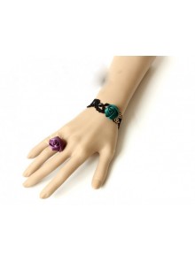 Wonderful Gothic Lace Rose Lady Lolita Bracelet And Ring Set