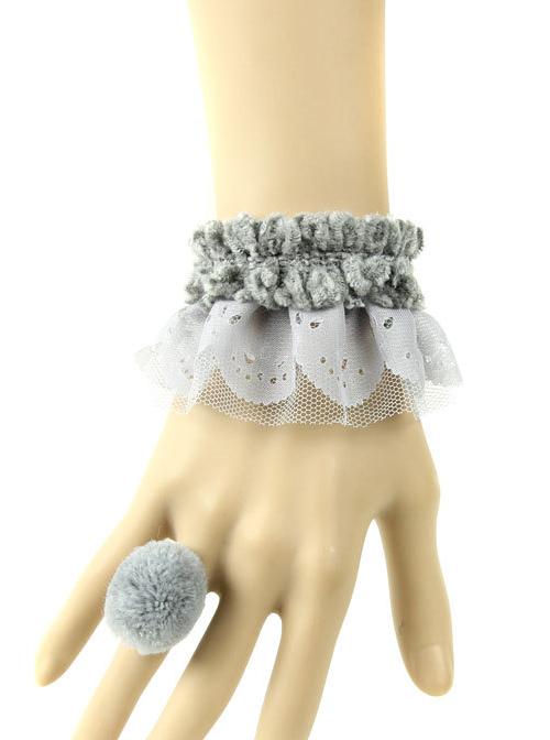 Mori Girls Lovely Gray Lolita Bracelet And Ring Set