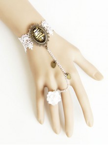 Retro White Lace Lady Handmade Lolita Bracelet And Ring Set