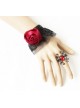 Gothic Exquisite Black Lace Red Rose Lolita Bracelet And Ring Set