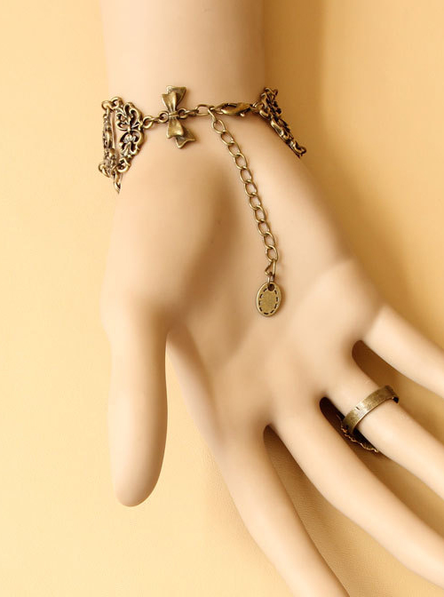 Handmade Black Lace Cobweb Laday Lolita Bracelet And Ring Set