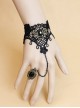 Black Lace Gothic Lolita Bracelet And Ring Set