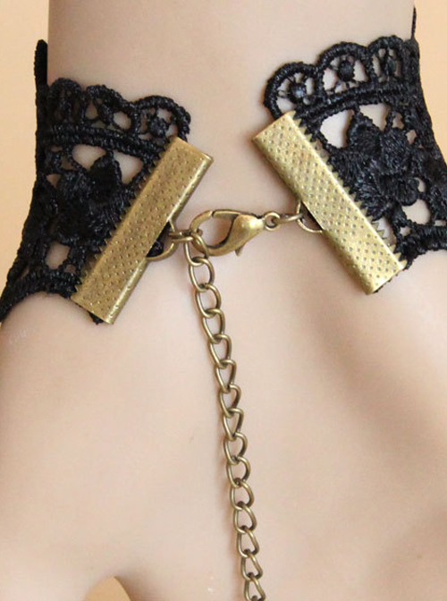 Black Lace Gothic Lolita Bracelet And Ring Set