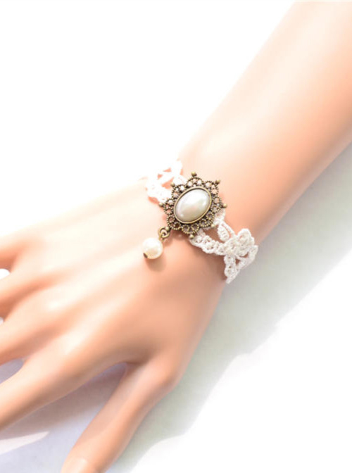 Sweet Retro White Lace Lolita Wrist Strap