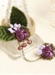 Retro Purple Flower Decorate Bracelet And Ring Set