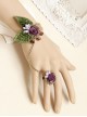 Retro Purple Flower Decorate Bracelet And Ring Set