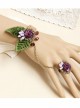 Retro Purple Flower Decorate Bracelet And Ring Set