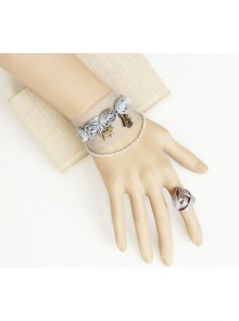 Cute Rose Lace Girls Lolita Bracelet And Ring Set