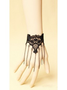 Black Lace Metal Chain Lolita Wrist Strap
