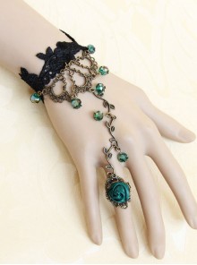 Retro Vines Green Rose Lolita Bracelet And Ring