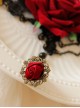 Gothic Black Lace Red Rose Lolita Wrist Strap And Ring Suit